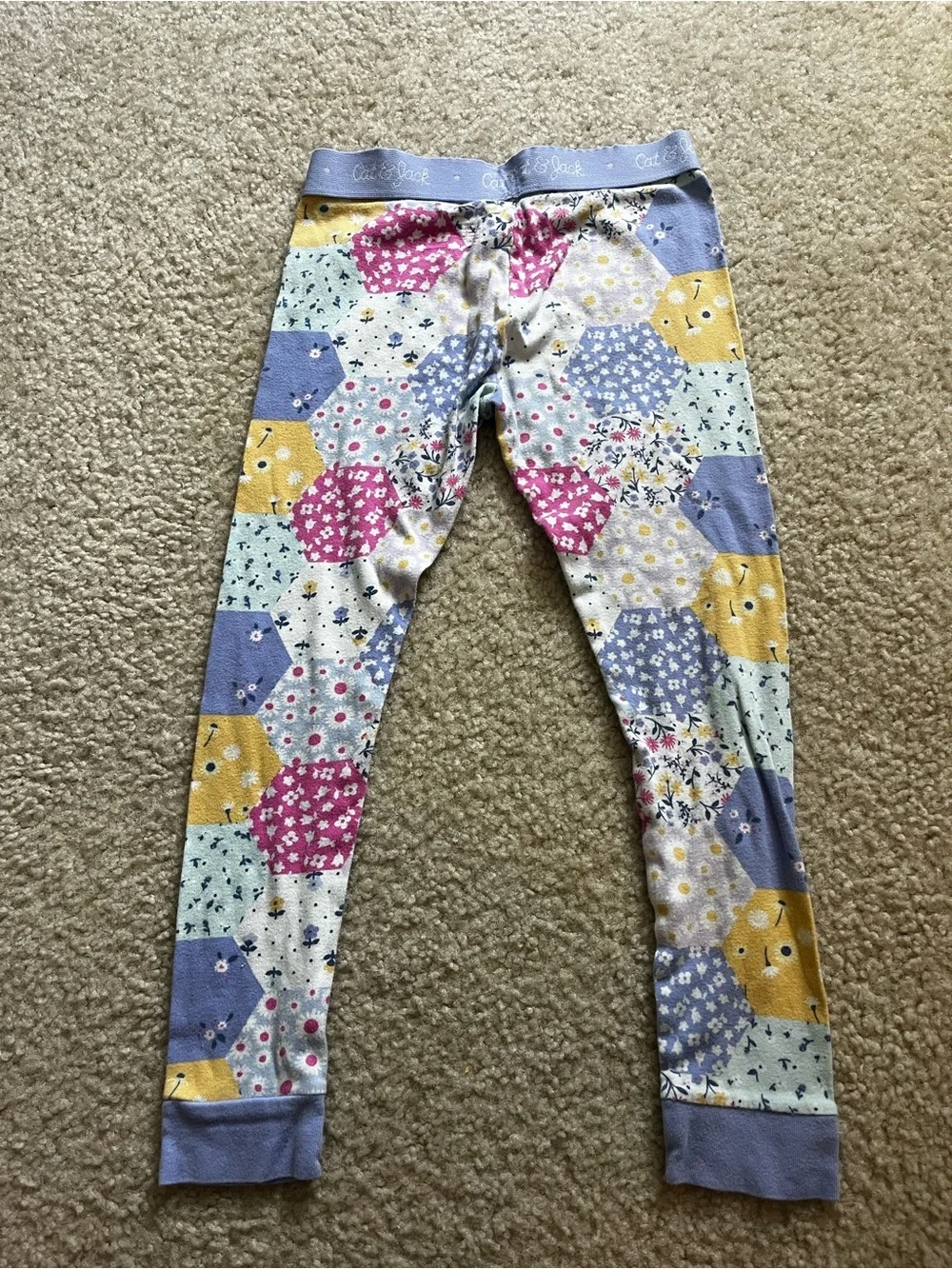 Girls Floral Patchwork Pajama Set - Lavender, Yellow, Pink